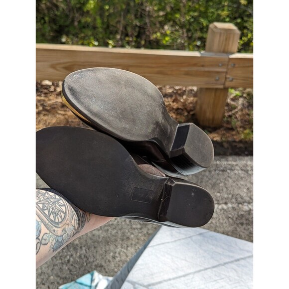 Vintage Naturalizer Size 8M Brown Leather Western Ankle Booties  Gold Toe plate - Picture 9 of 10